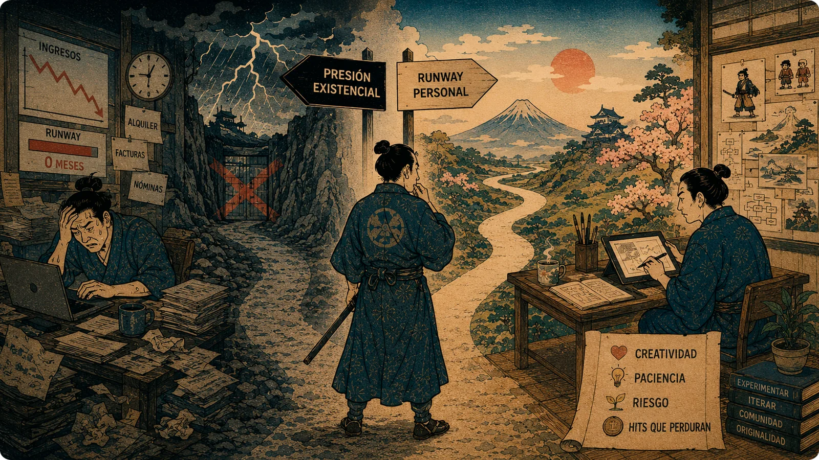 DOJO Insights 19 article thumbnail about founder runway, economic stability and creative risk